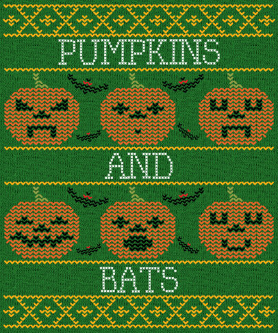 Ugly Sweater T-Shirt Design Template with a Halloween Theme