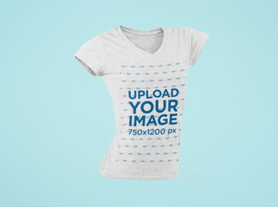 Ghosted Mockup of a Heathered V-Neck T-Shirt For a Woman Floating 