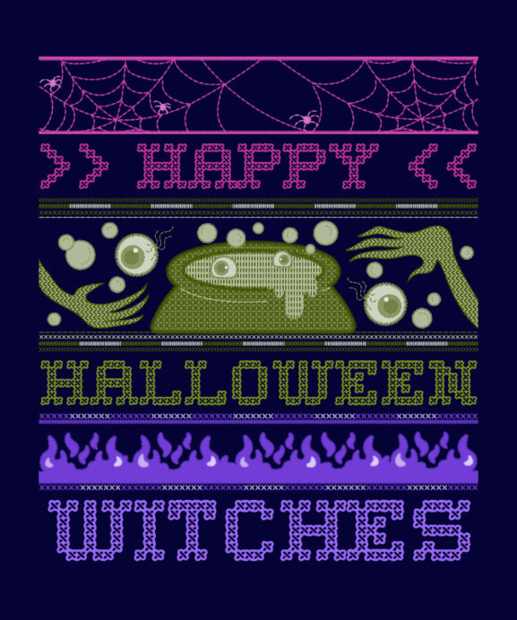 Placeit - Ugly Halloween T-Shirt Design Template Featuring a Witch Pot