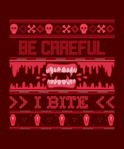 Ugly Halloween T-Shirt Design Maker with Bloody Teeth Clipart 1854g