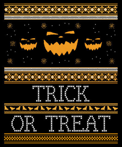 T-Shirt Design Maker for an Ugly Halloween Sweater Featuring Spooky Pumpkins