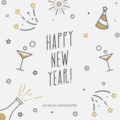 Simple Instagram Post Template Featuring Cool New Year Doodles