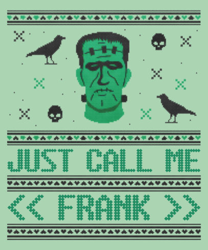 Halloween T-Shirt Design Maker for an Ugly Sweater with a Frankenstein Monster Graphic 