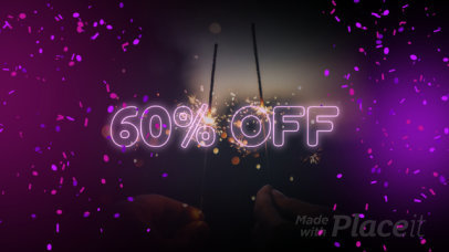 New Year's Sale Facebook Cover Video Maker with a Neon Style 