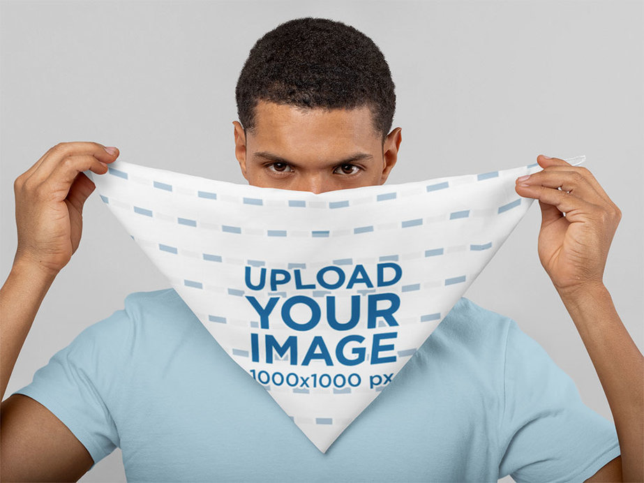 Bandana Mockup Featuring a Man at a Studio