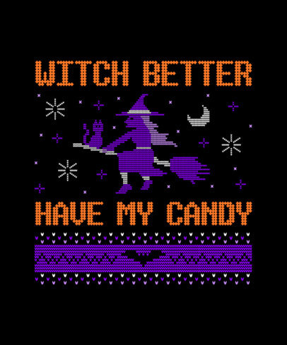 Funny Halloween T-Shirt Maker with an Ugly Sweater Style