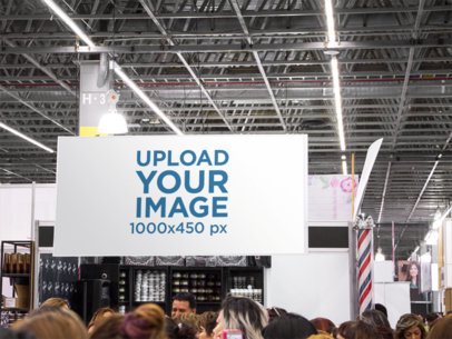 Banner Mockup Hanging From a Ceiling at a Convention