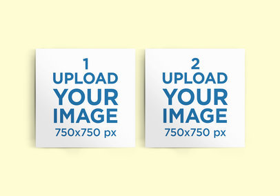 Mockup Featuring Two Square Flyers Against a Solid Color Backdrop
