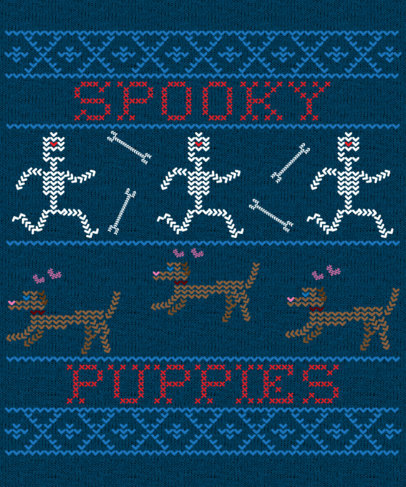 Ugly Sweater T-Shirt Design Maker Featuring Spooky Puppies