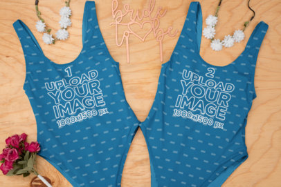 Mockup of Two Swimsuits for a Bachelorette Party 