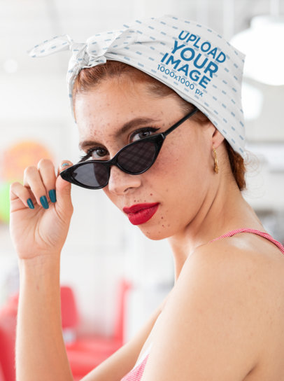 Mockup of a Pinup Woman Wearing a Bandana in the Head
