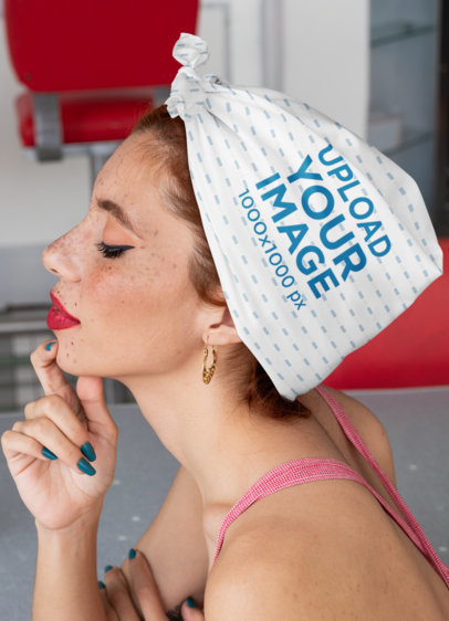 Mockup of a Pinup Woman With a Bandana Wrapped Around Her Hair 29584
