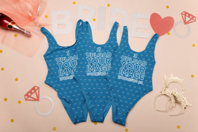 Mockup of Three Swimsuits for Bridesmaids