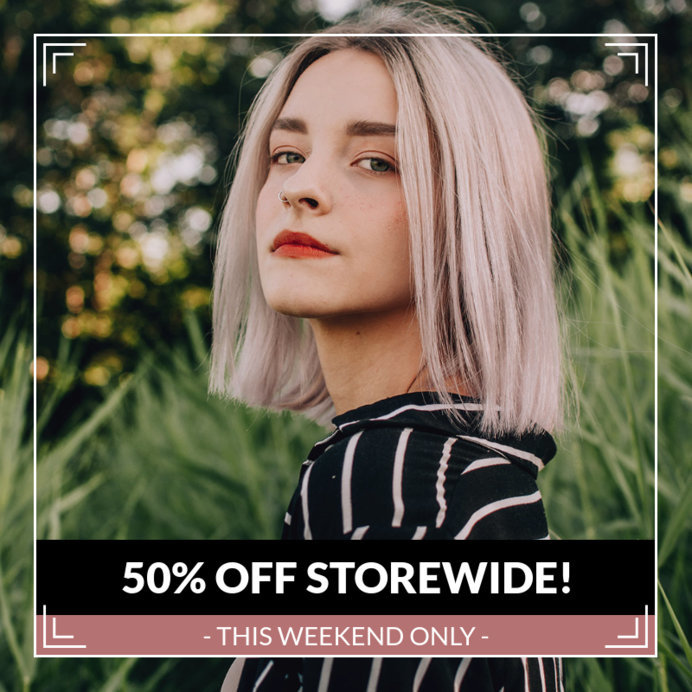 Minimalist Instagram Post Template for an Instore Discount Ad