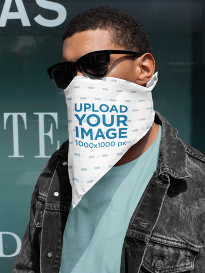 Mockup of a Stylish Man Wearing Glasses and a Bandana 29600