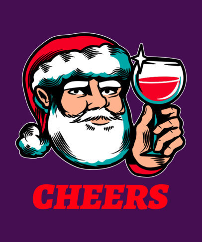 Christmas T-Shirt Design Maker Featuring a Santa Claus with a Wine Glass