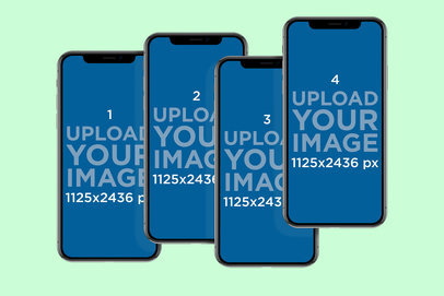 Mockup of Four Overlapping iPhone 11 Pro Floating in a Customizable Surface 788-el