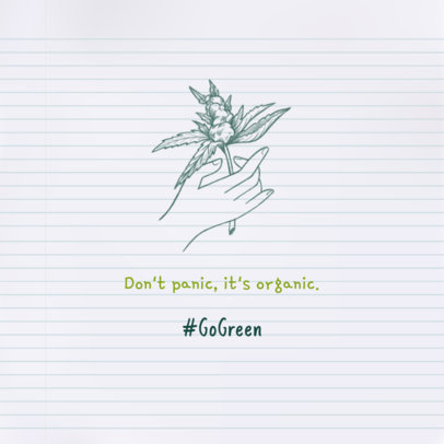 Instagram Post Template Featuring a Hand Holding a Marijuana Leaf