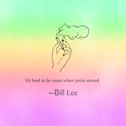 Cannabis-Themed Instagram Post Template Featuring a Gradient Rainbow Surface