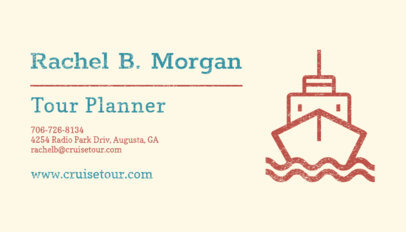 Business Card Design Template for a Tour Planner with a Ship Icon