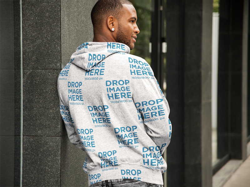 Back Shot of a Man Wearing a Pullover Hoodie Mockup