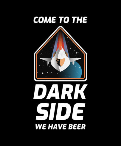 T-Shirt Design Template Featuring Spaceship Graphics with Futuristic Style