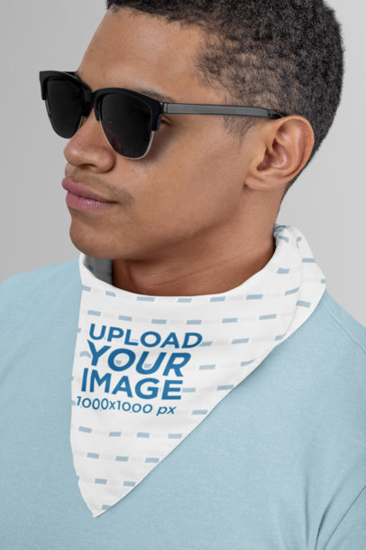 Bandana Mockup of a Man with Sunglasses