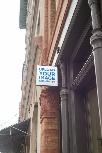 Squared Shop Sign Mockup Featuring a Classical-Looking Doorway 684-el