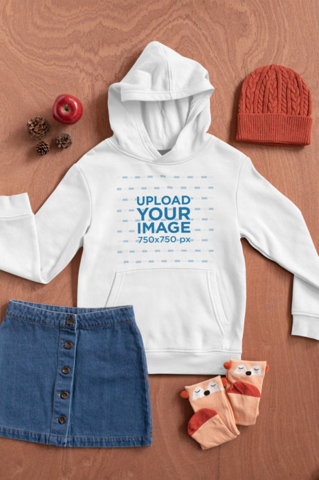 Flat Lay Mockup of a Hoodie for a Girl 