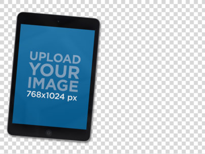 Mockup of an iPad Mini Floating Against a Null Background 