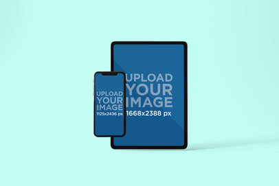 Minimalist Mockup of an iPhone 11 Pro and an iPad Pro in Portrait Position