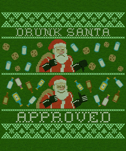 T-Shirt Design Maker for an Ugly Christmas Sweater with Funny Santa Claus Graphics