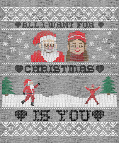 Ugly Christmas Sweater Generator for a Romantic Santa Claus Graphic 1914g