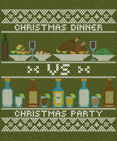 T-Shirt Design Maker for an Ugly Sweater Featuring Christmas Food