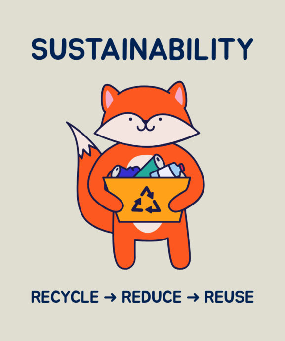 Placeit - Eco-Themed T-Shirt Design Maker with a Cartoon Fox Recycling