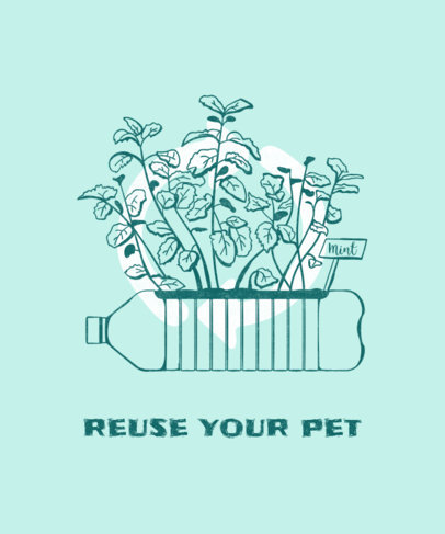 Sustainability T-Shirt Design Template with a Recycled Plastic Bottle Graphic