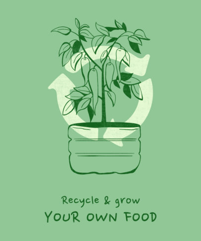 Sustainability T-Shirt Design Maker Featuring a Reused Plant Pot