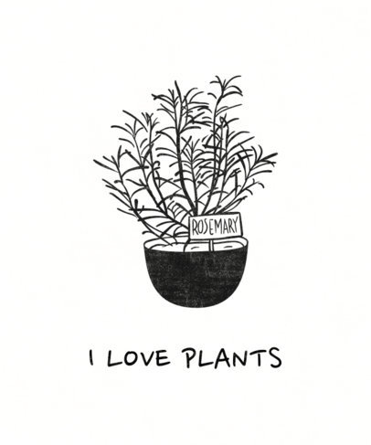 Sustainability T-Shirt Design Maker Featuring a Rosemary Plant Pot