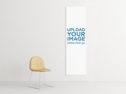 Minimalistic Art Print Mockup Featuring a Modern Wooden Chair