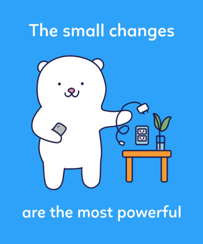 T-Shirt Design Template of a Polar Bear Being Eco-Friendly