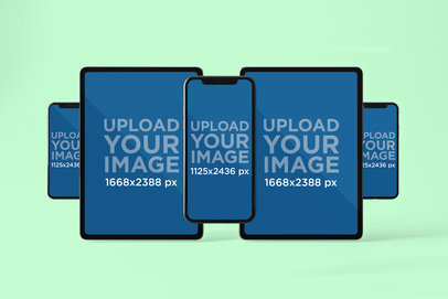 Mockup of iPhones 11 Pro and iPad Pro with a Mesmerizing Composition