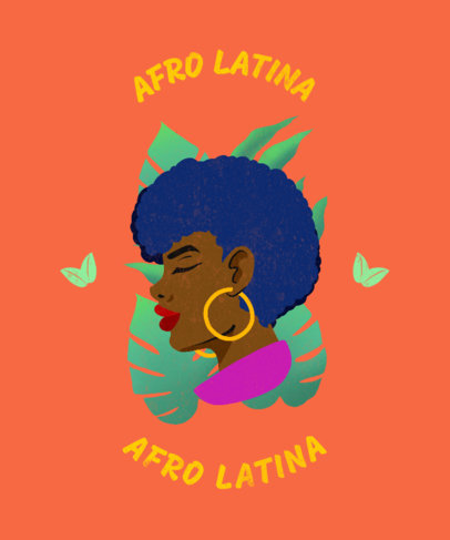 T-Shirt Design Template Featuring a Proud Afro Latina Woman