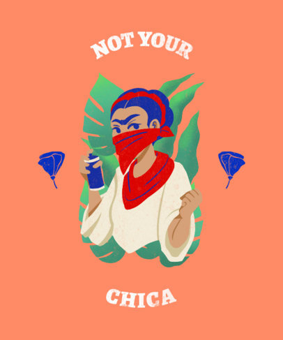 T-Shirt Design Template Featuring a Powerful Latina Woman with a Bandana