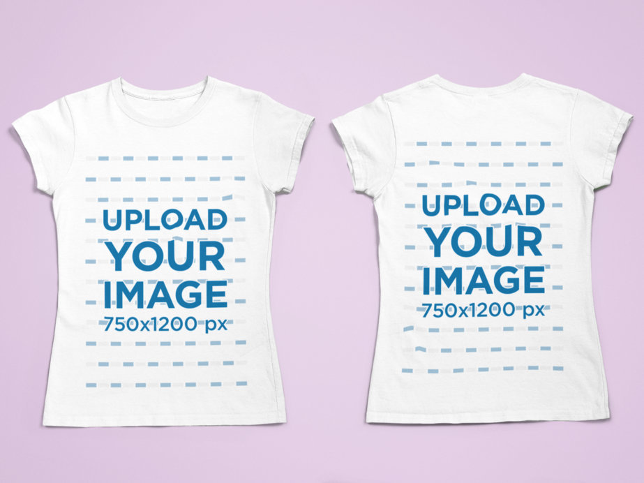 Front and Back View of a Crewneck T-Shirt Mockup 