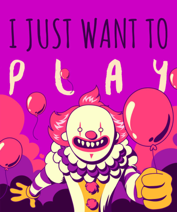 T-Shirt Design Template Featuring a Horror Clown with Balloons
