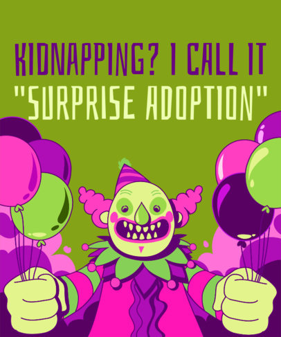 Spooky T-Shirt Design Maker Featuring a Clown Holding Balloons