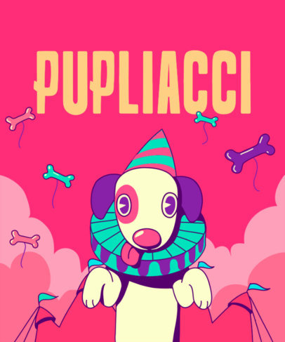 Funny T-Shirt Design Maker Featuring a Puppy in a Clown Costume