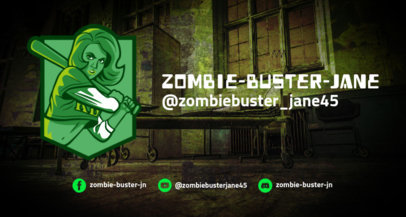 Twitch Banner Template with a Zombie Huntress Illustration 1964b