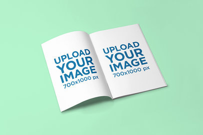 Mockup of an Opened Magazine over a Minimalistic Surface