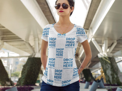 Sublimated T-Shirt Mockup at an Urban Environment a8793